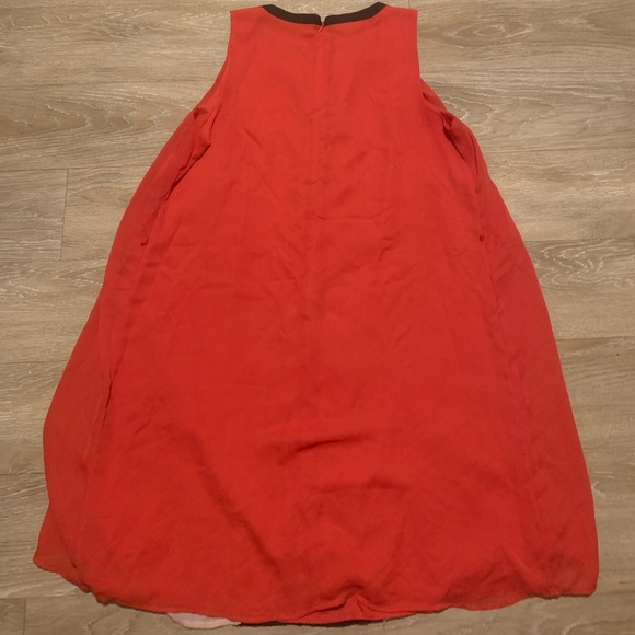 METAPHOR Coral Beige Black Pleat Formal Dress Size 12 - Picture 2 of 3